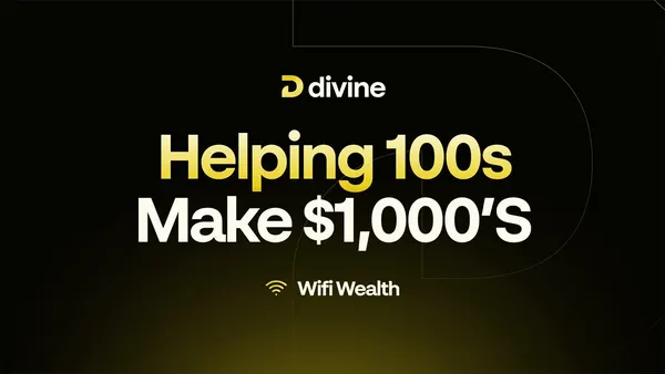 Divine Degen promotional cover image for the combined stocks, crypto, and sports betting community