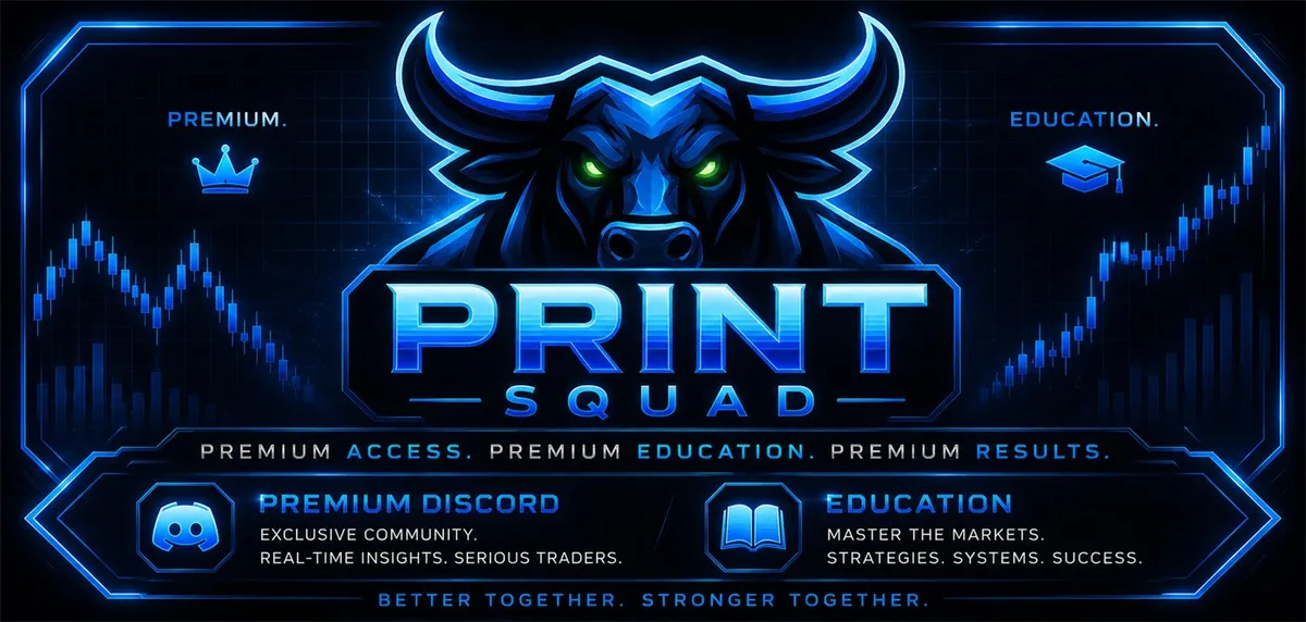 PrintSquad promotional cover image for its bias-free options trading system